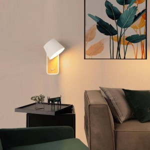 Aplique LED para Dormitorio Blanco y Madera rotatorio "KOPPEN" 6W 2700K