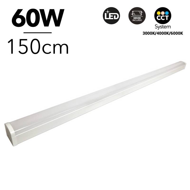 Luminaria lineal LED CCT 60W 150cm con selector de temperatura de color