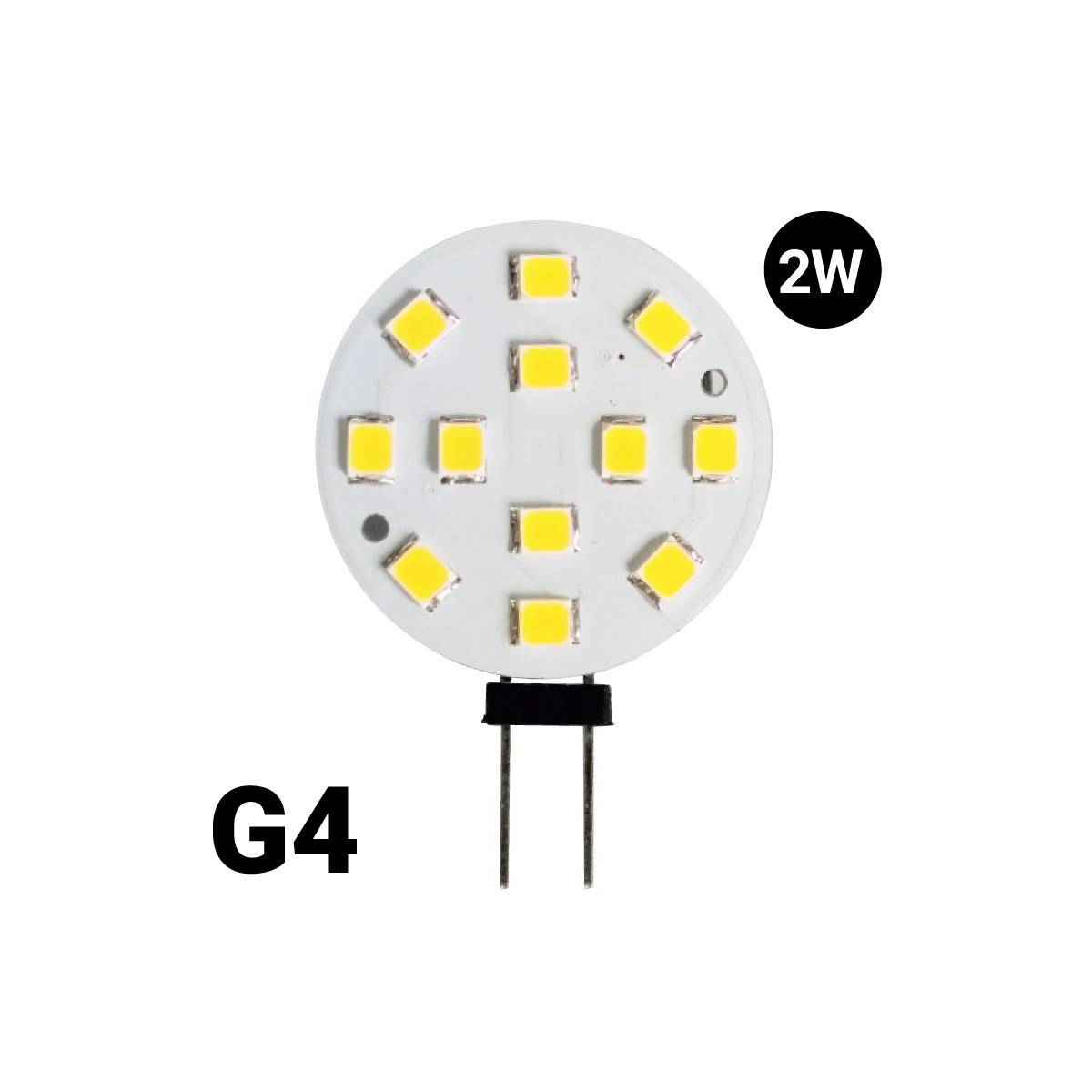 Bombilla LED G4 Bi-Pin 2W plana 12VAC/DC