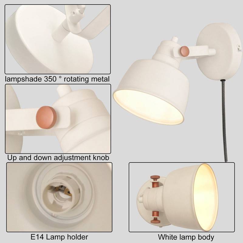 Aplique de pared interior "KUKKA" con interruptor y enchufe