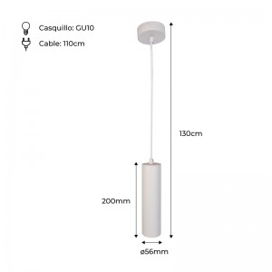 Lámpara colgante tubo blanca