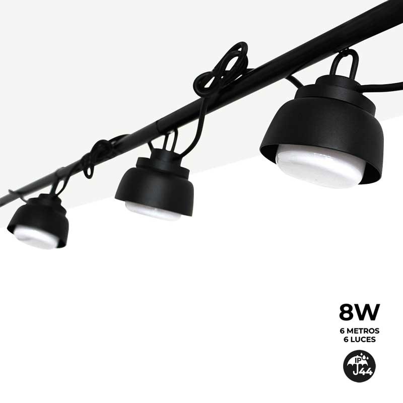 Guirnalda LED decorativa para exteriores con 6 luces de 8W y 6 metros