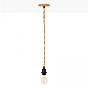 Lámpara colgante de madera y cuerda para bombilla E27 130cm
