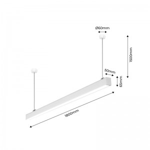 Luminaria lineal LED colgante 60W 180cm 5100lm