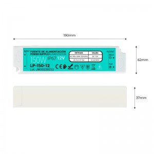 Fuente de alimentación Estanca IP67 12V 150W