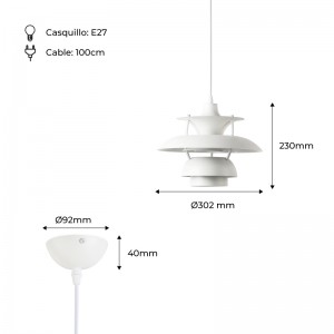 Lámpara Colgante Blanca  de Diseño "YOHAN" E27