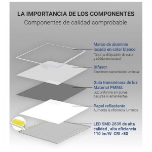 Pack 6 unidades Panel LED slim 120x30cm 44W 3980lm UGR19