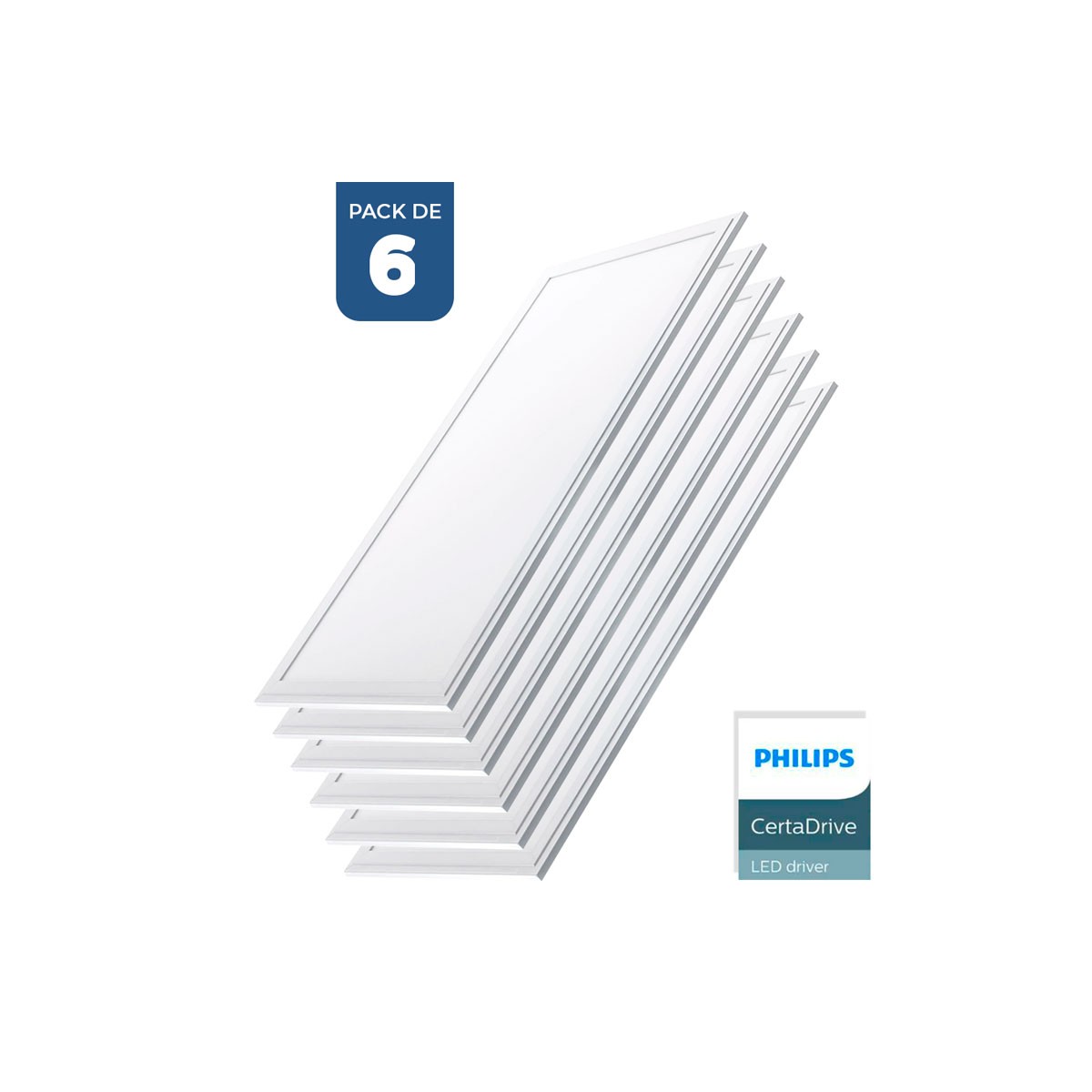 Pack 6 Paneles LED slim 120x30cm 44W 3980lm UGR19