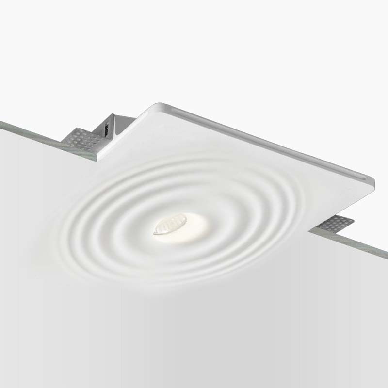 Lámpara escayola empotrable de techo efecto onda 300x300mm - GU10