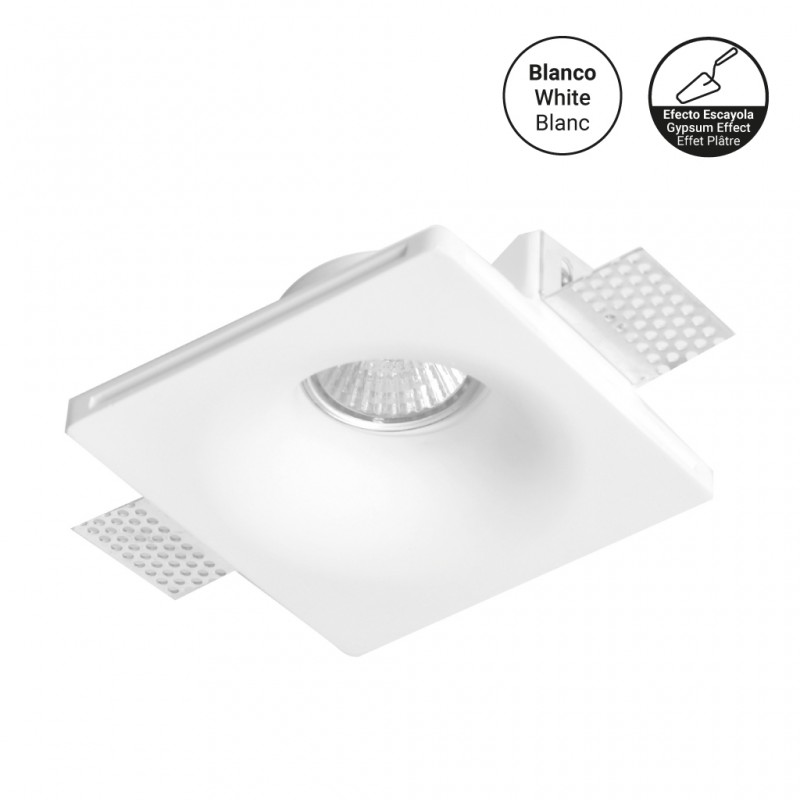 Aro downlight empotrable cuadrado de Escayola GU10 trimless