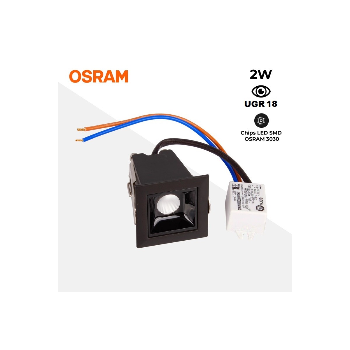 Foco LED Downlight Lineal Empotrable 2W CHIP OSRAM- UGR18