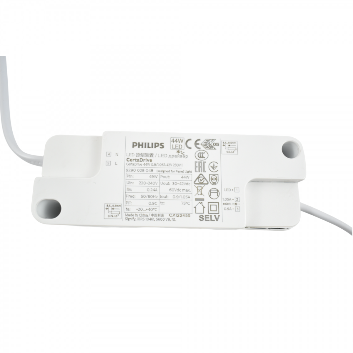 Driver PHILIPS CertaDrive 220-240V - Salida 30-42V DC - 0.9/1,05A - 44W