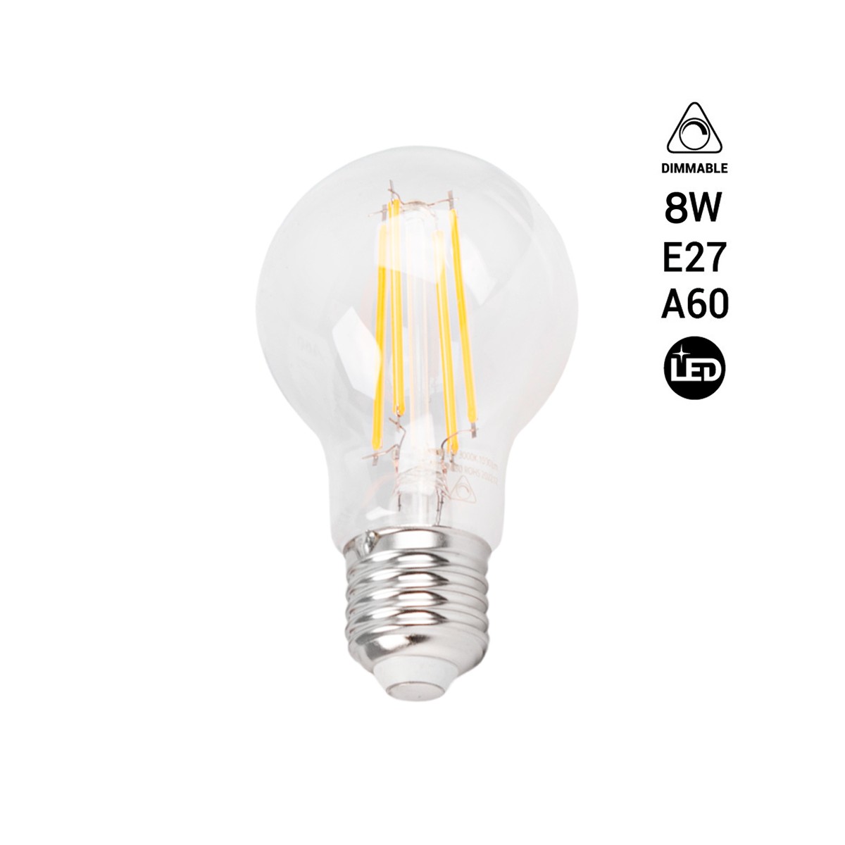 Bombilla Regulable LED filamento A60 E27 8W
