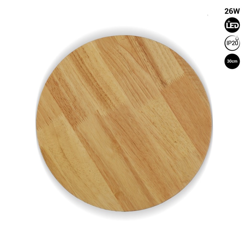 Aplique de pared circular en madera "Lune" - 26W - Ø 30cm