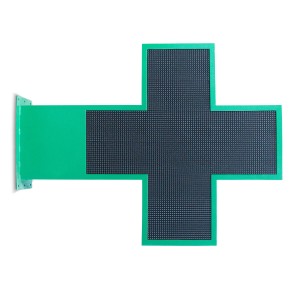 Cruz de farmacia LED monocolor verde programable P10 - Exterior - 96x96cm