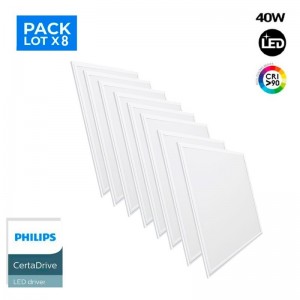 Pack x 8 Panel LED empotrable Backlight 60x60cm - 4900lm - driver Philips - 40W