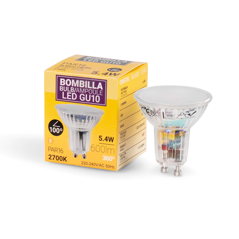 Bombilla LED GU10 5.4W cristal - 740lm - PAR16 - 100°