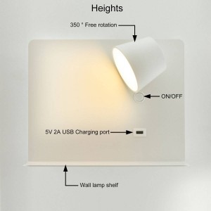 Moderne drehbare Wandleuchten und USB-Ladestation