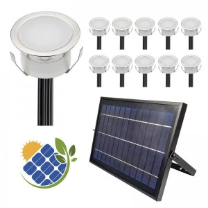 Packung mit 10 eingelassenen Solar-LED-Leuchten mit Solarpanel