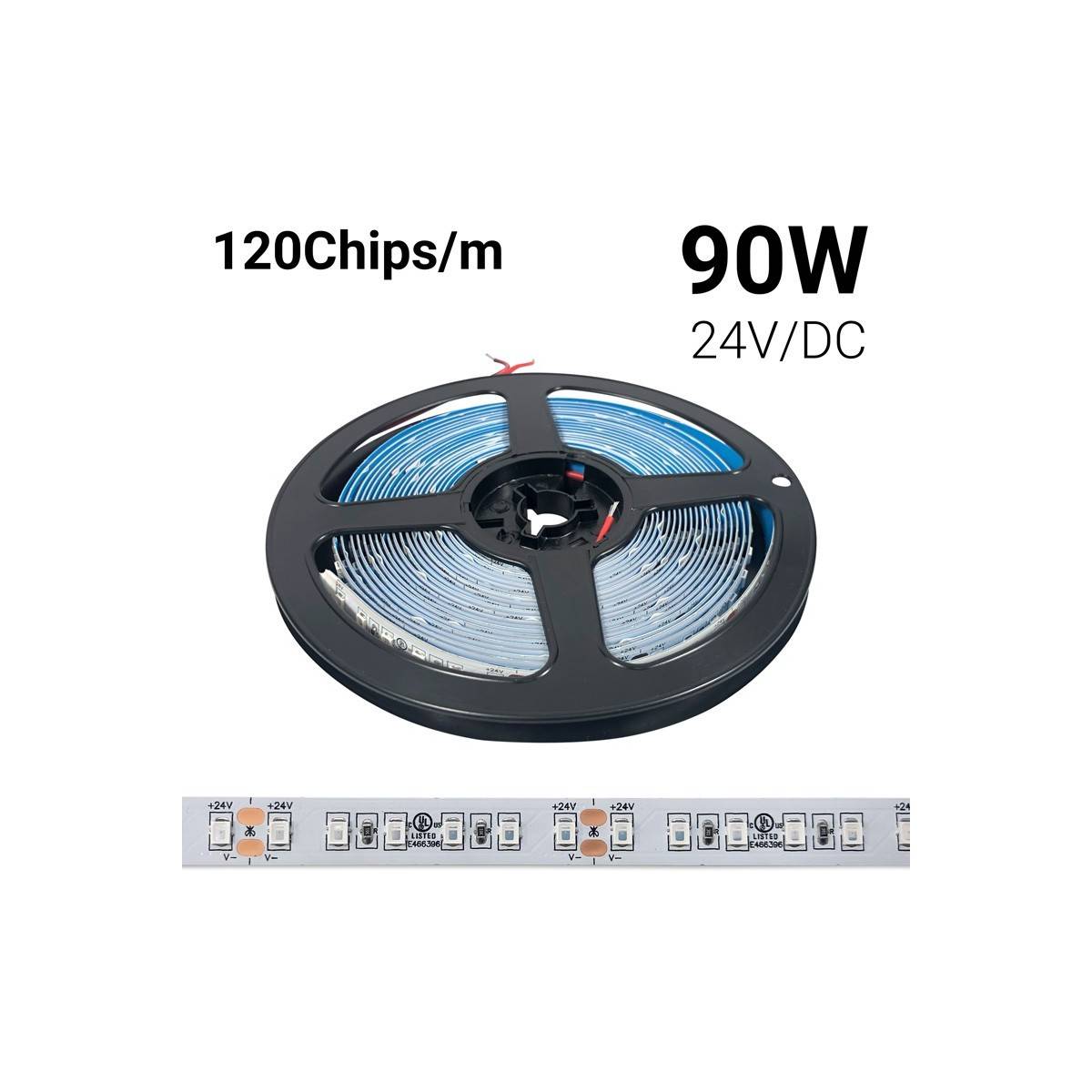 LED-Streifen 24V DC - 18W/m - Farben - 10 mm - IP20 - 5 Meter Rolle- 120 LEDs/m