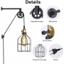 Clockwell" Industrial/Vintage Cage Wandpendelleuchte mit Fassung