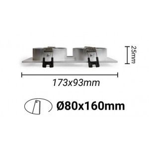 Kardan schwenkbares Einbaudownlight für 2 Leuchtmittel GU10, MR16