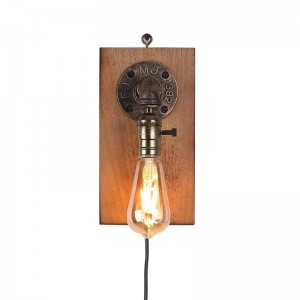 wandlampe metall holz vintage industrial