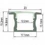 Stranggepresstes Aluminiumprofil für Aussparungen 23x15mm (Bar 2ml)