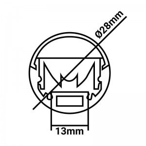 Aluminium Aufhängung oder Oberflächenprofil Durchmesser 23mm (2m)