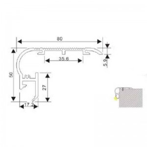 80x50mm Aluminiumprofil für Wände und Treppen