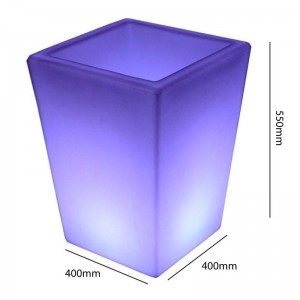 Weißes Harz RGBW LED Pflanzgefäß, 40x40x55cm, 12W, IP65, wiederaufladbar