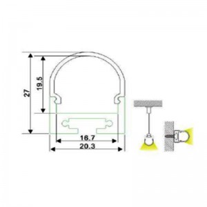 LED-Streifenprofil für hängende oder Aufbaumontage 20x27mm (2mt.)