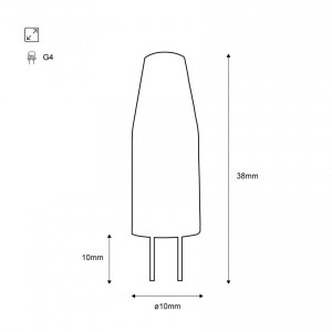 G4 LED-Stiftsockellampe 2W 12V AC/DC - Abmessungen