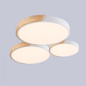 Weiß und Holz LED-Deckenleuchte CCT ø508x50mm