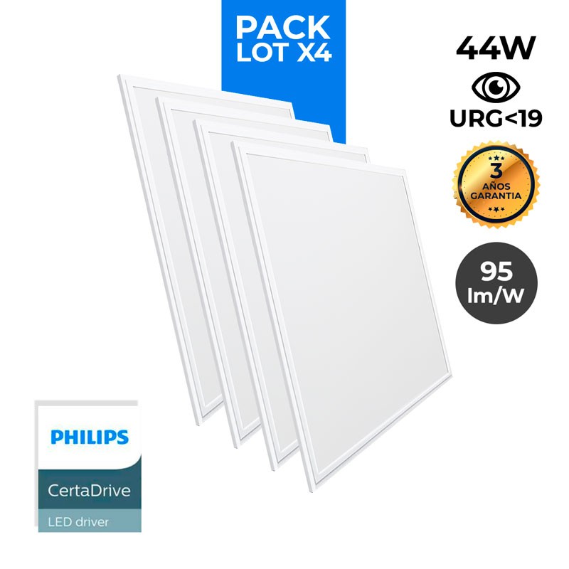 Packung mit 10 schlanken LED-Panels 600x600x15mm 44W UGR19 Philips Treiber