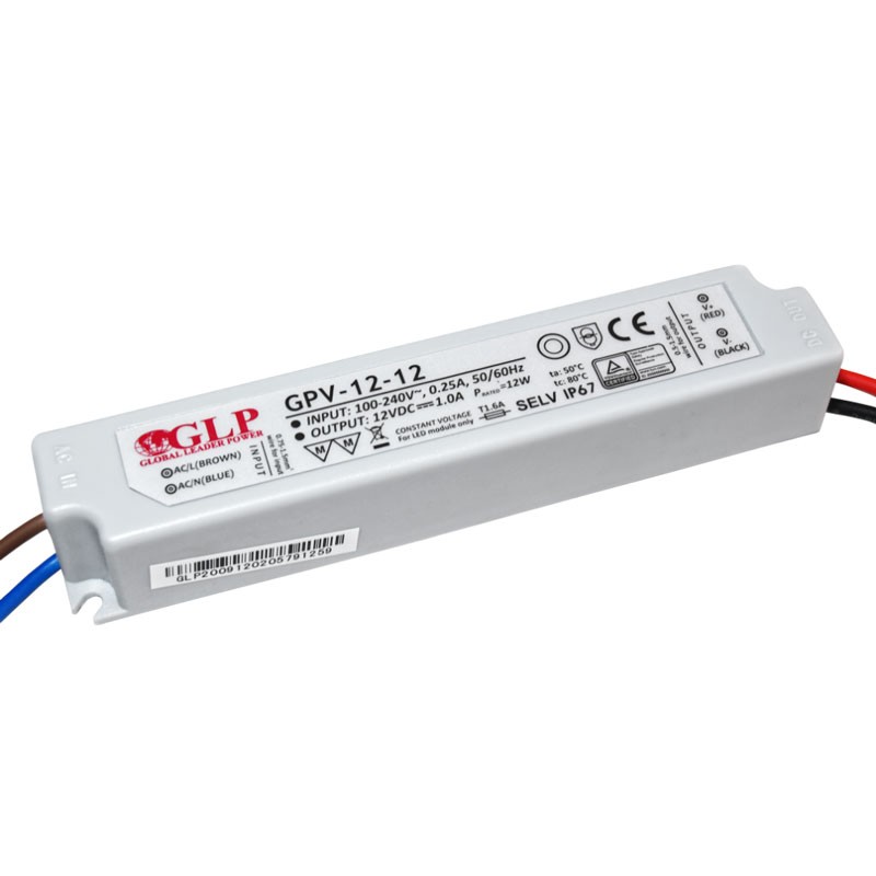 Außeneinsatz Netzteil 12V DC - 12W - IP67 - GLP - LED Streifen versorgen