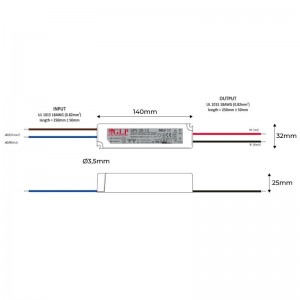 Außeneinsatz Netzteil 12V DC - 20W - IP67 - GLP - Abmessungen