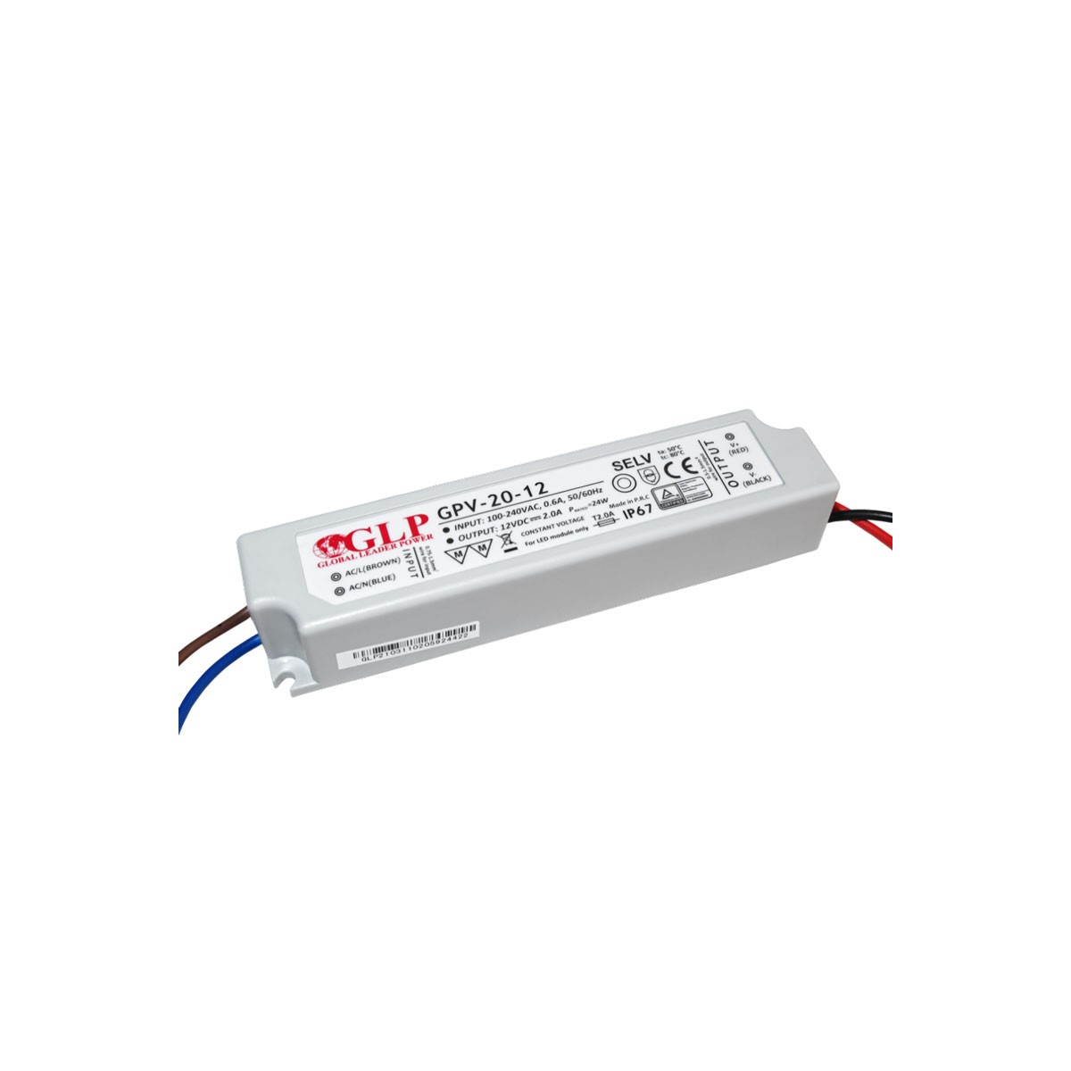 Außeneinsatz Netzteil 12V DC - 20W - IP67 - GLP - LED Streifen versorgen -  kompakt slim