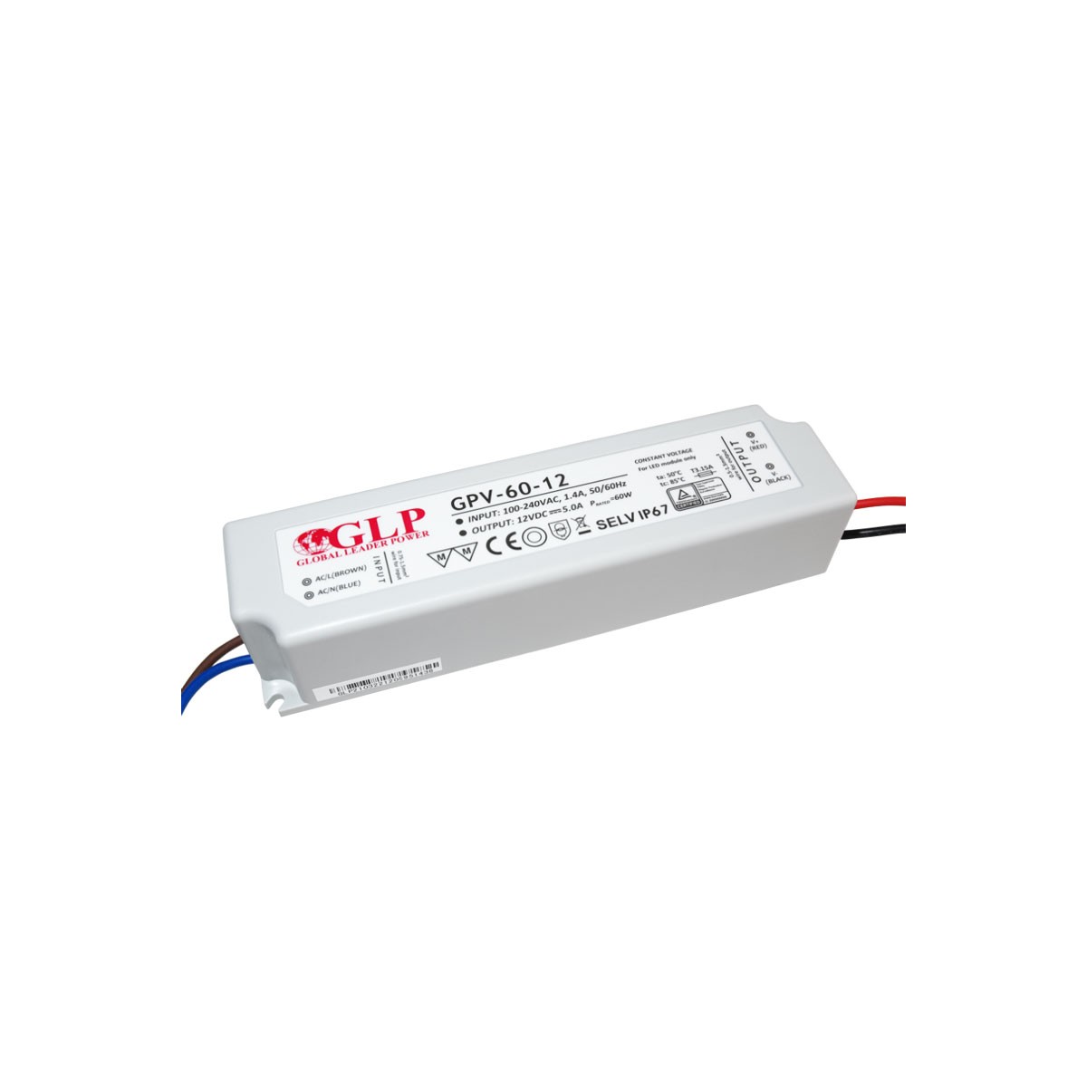 Außeneinsatz Netzteil 12V DC - 60W - IP67 - GLP - LED Streifen versorgen - außen