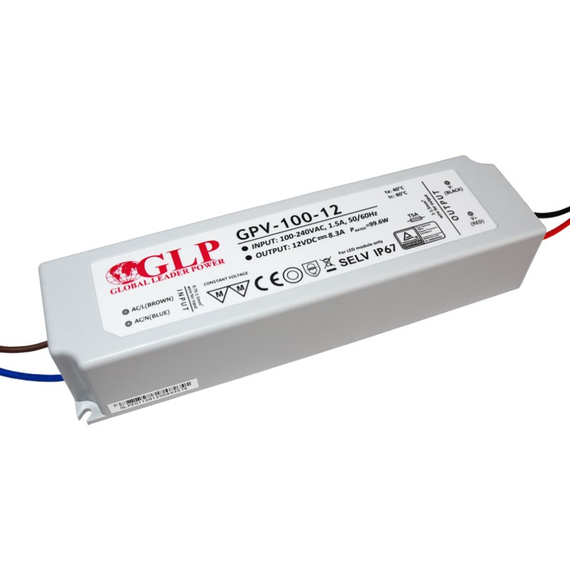 Außeneinsatz Netzteil 12V DC - 100W - IP67 - GLP - LED Streifen versorgen