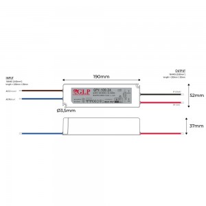 Außeneinsatz Netzteil 12V DC - 100W - IP67 - GLP - Abmessungen