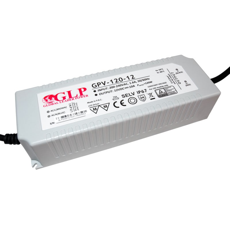 Außeneinsatz Netzteil 12V DC - 120W - IP67 - GLP - LED Streifen versorgen