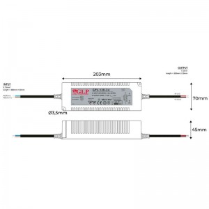 Außeneinsatz Netzteil 12V DC - 120W - IP67 - GLP - Abmessungen