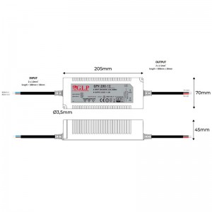 Außeneinsatz Netzteil 12V DC - 200W - IP67 - GLP - Abmessungen