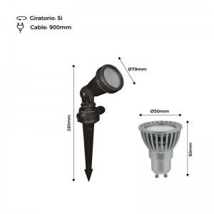 KIT Gartenpfahl + Glühbirne GU10 LED 5W in grün