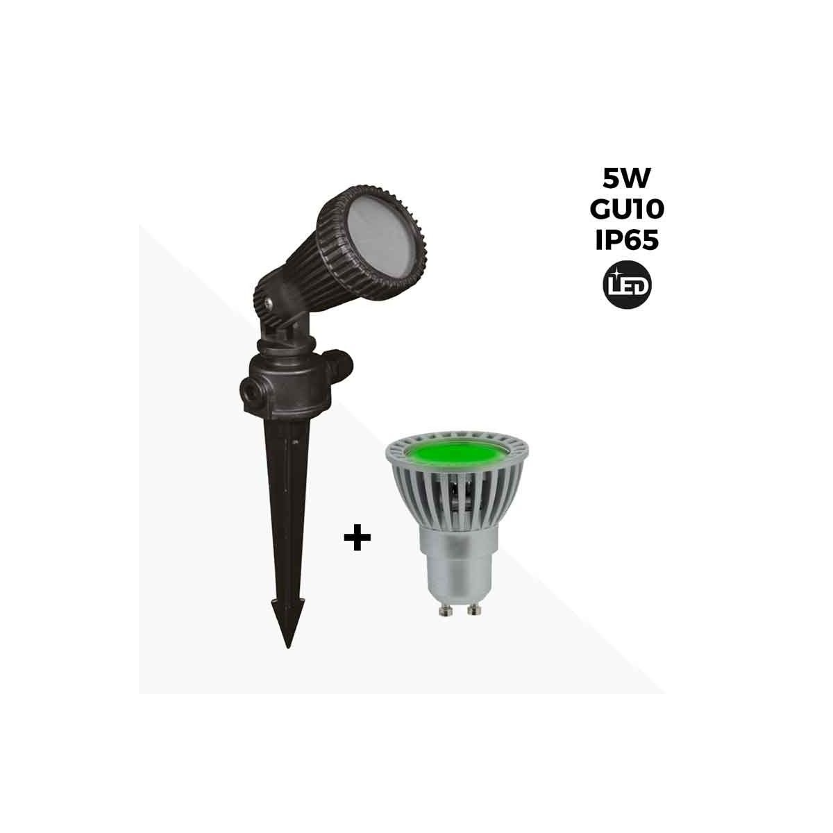 KIT Gartenpfahl + Glühbirne GU10 LED 5W in grün