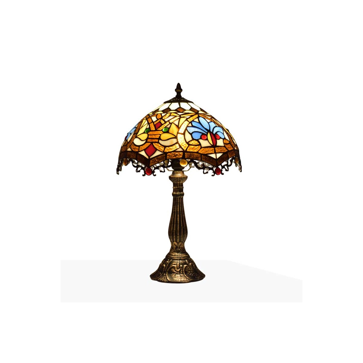 Von Tiffany inspirierte Lampe mit Blumenmosaik aus Glas