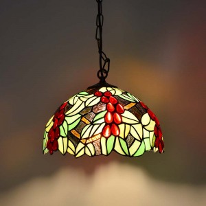 Von Tiffany inspirierte Pendelleuchte mit Blumenmosaik aus Glas