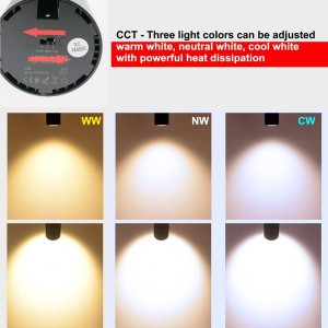 CCT 25W COB einphasiger LED-Schienenstrahler mit verstellbarer Blende 25-65º.