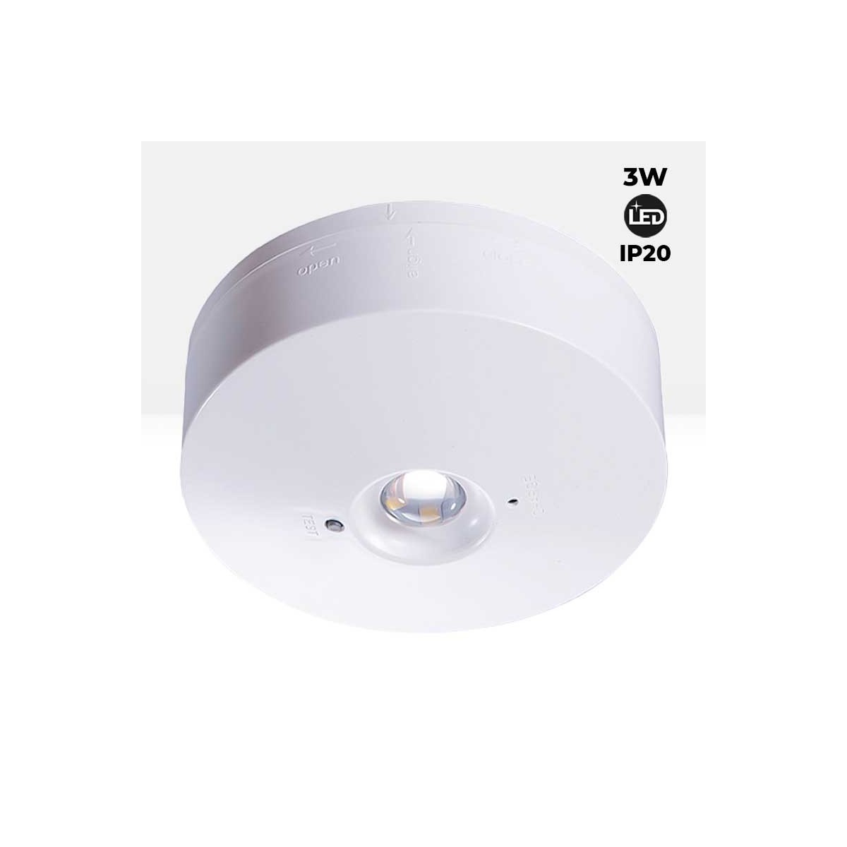 LED-Anbau- oder Einbau-Notleuchte 120lm 3W 3 Stunden IP20